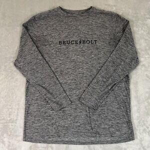 BRUCE BOLT Shirt Mens XL Gray Long Sleeve Performance Baseball Tee Logo Raglan
